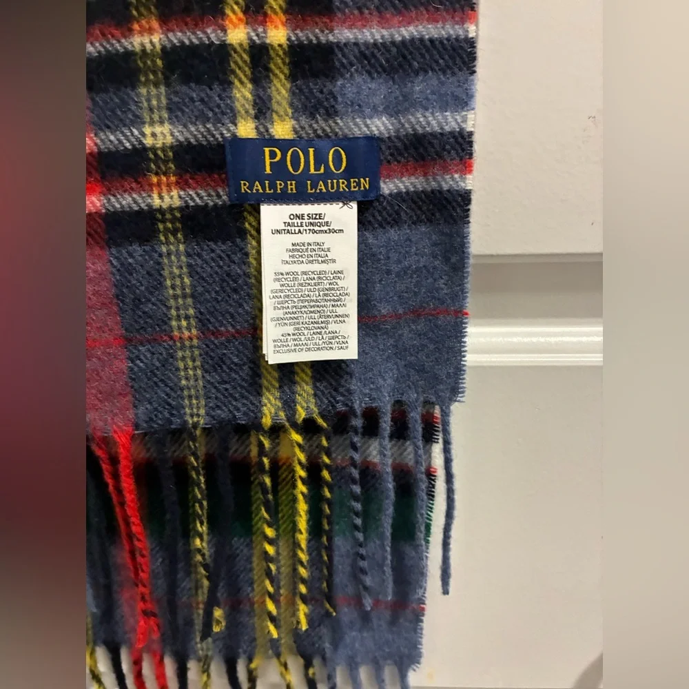 Polo by Ralph Lauren Blue and Red Plaid Scarf - Picture 2 of 4